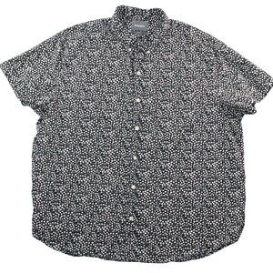 Bonobos Womens Plus Sz 3XL Short Sleeve Floral All Over Print Black Shirt